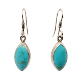 Signed 'EKA' Mexico Vintage Sterling Faux Turquoise Earrings