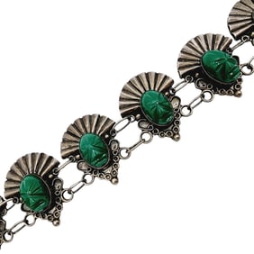 Signed 'CMB' Mexico Vintage Sterling Aztec Mask Bracelet