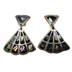Taxco TC-254 Sterling Chip Inlay Earrings