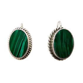 Vintage Mexico Sterling Malachite Earrings