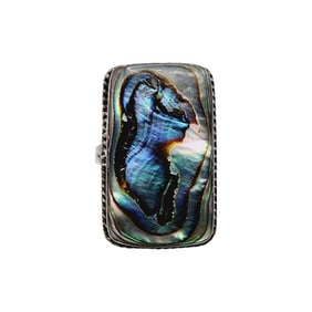 Vintage Sterling Mexico Abalone Ring Sz 7.5
