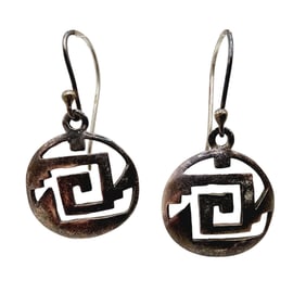 Vintage Sterling Aztec Shield Earrings