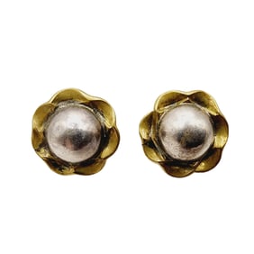 Signed Vintage Mexico Sterling Dome Earrings