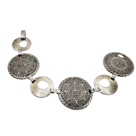 Vintage Sterling Mayan Aztec Calendar Bracelet