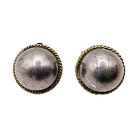 Taxco TC-73 Mexico Vintage Sterling Half Dome Earrings
