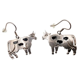 Taxco TV-94 Vintage Sterling Cow Earrings