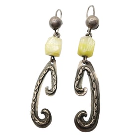 Signed Eagle 1 Vintage Sterling Stone Dangle Earrings