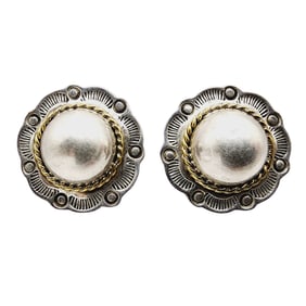 Taxco TM-142 Stamped Sterling Dome Twist Earrings