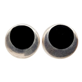 Taxco TM-21? Vintage Sterling Onyx Earrings