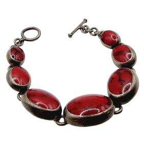 Vintage Mexico Red Jasper Sterling Bracelet