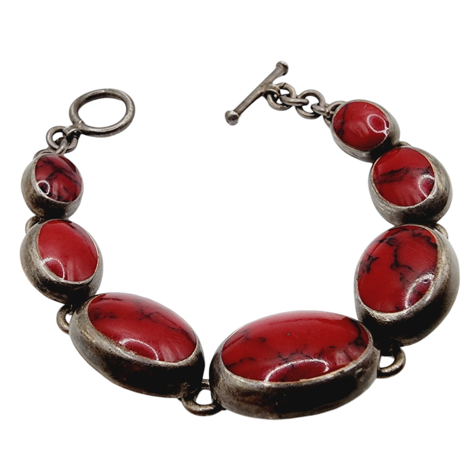 Vintage Mexico Red Jasper Sterling Bracelet (1 of 6)