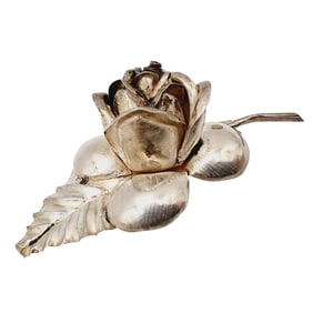 Vintage Signed 'EOV' Peru Sterling Rose Brooch