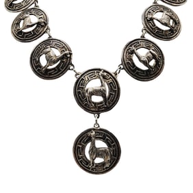 Vintage Signed South American Llama Sterling Necklace