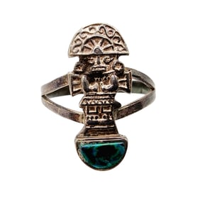 Vintage Sterling Peruvian Inca Tumi God Ring Sz 7.5