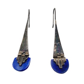 Vintage Sterling South American/Peru? Lapis Lazuli Earrings