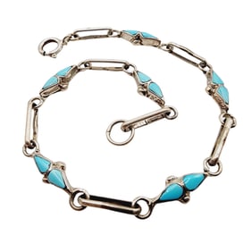 Vintage Sterling Turquoise Inlay Bracelet