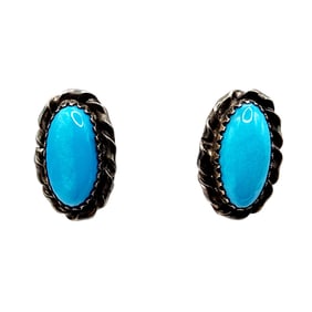 Vintage Navajo Style Sterling Turquoise Earrings