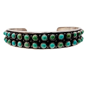 Vintage Sterling Turquoise Snake Eye Cuff Bracelet