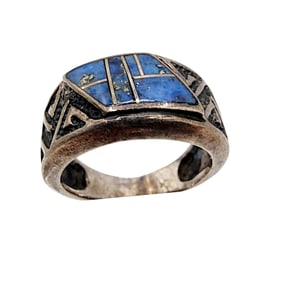 Signed Southwest Sterling Lapis Lazuli Ring Sz 6.75