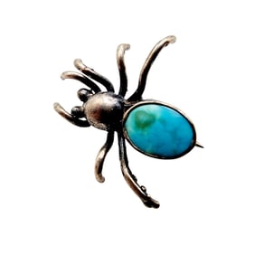 Navajo Sterling Turquoise Bug Brooch