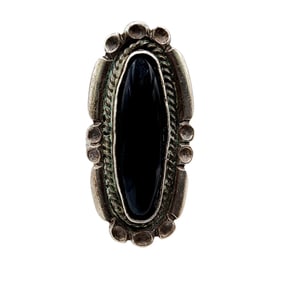 Vintage Navajo Sterling Onyx Ring sz 8