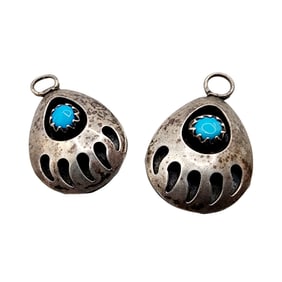 Sterling Turquoise Bear Paw Earring Pieces
