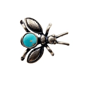 Navajo Sterling Turquoise Bug Brooch