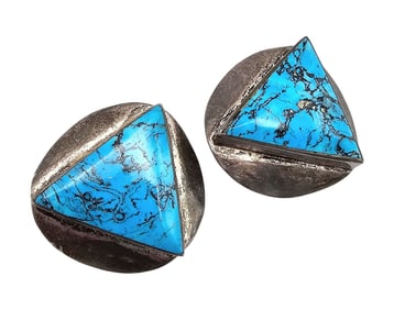 Taxco TC-9L Sterling Turquoise Earrings
