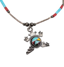 Sterling Liquid Silver Southwestern Frog Necklace