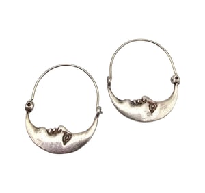Mexico Sterling Crescent Moon Hoop Earrings
