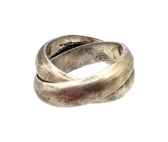 Signed Mexico TG-176 Sterling Puzzle Ring Size 7.5