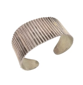 Mexico TM-95 Sterling Ribbed Cuff Bracelet