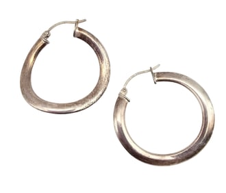 MD-28 Mexico Sterling Wavy Hoop Earrings