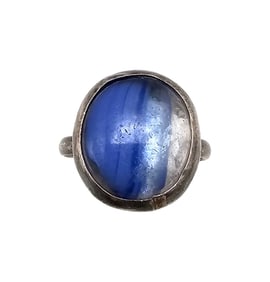 Mexico Sterling Blue Ring Size 6.5