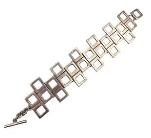 Mexico Sterling Square Lattice Toggle Bracelet