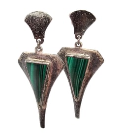 Sterling Malachite Drop Dangle Earrings