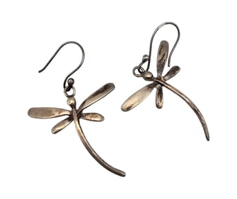 HOB Mexico Sterling Dragonfly Dangle Earrings