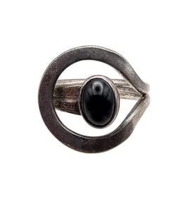 Mexico Sterling Onyx Ring Size 6.75