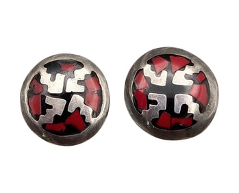 Mexico Sterling Coral Earrings