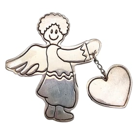 EFS Mexico Sterling Angel With Heart Brooch