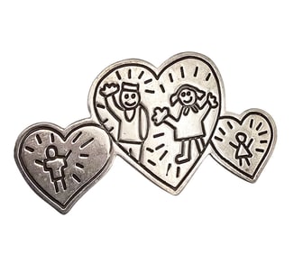 EFS Mexico Sterling Heart And Children Brooch