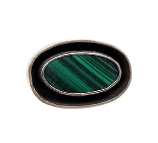 Signed Sterling Malachite Ring Size 8.25