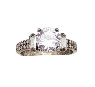 Mexico Sterling Rhinestone Ring Size 8.75