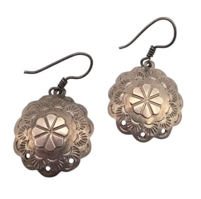 Mexico TS-102 Sterling Concho Style Earrings