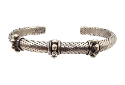 Mexico TD-49 Sterling Dotted Design Cuff Bracelet