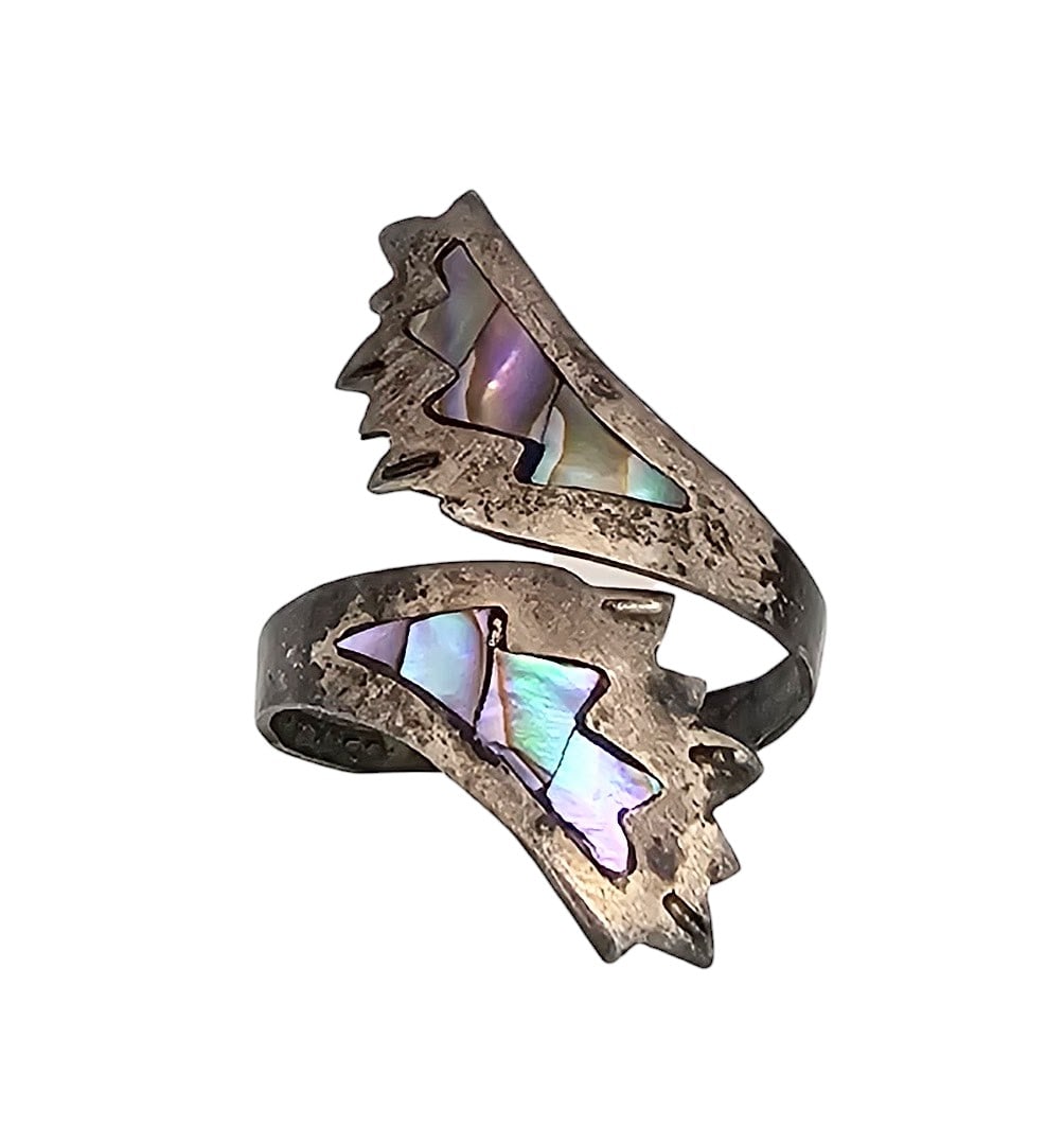 Mexico Sterling Abalone Wrap Ring Size 7.25 (1 of 4)