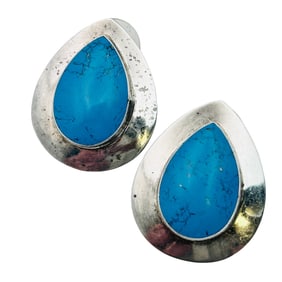 Navajo Signed SE Sterling Turquoise Earrings 10.08 G