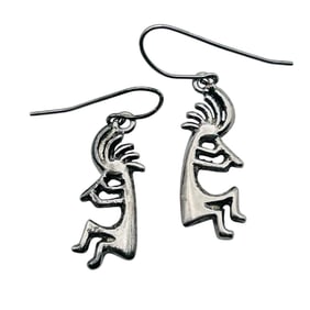 Signed Alvin Thompson Navajo Sterling Kokopelli Dangle Earrings 3.29 G
