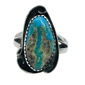 Navajo Sterling Turquoise Ring Size 8, 5.5 G