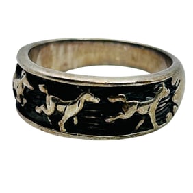 Southwest Sterling Carved Mustang Ring Size 7, 5.15 G